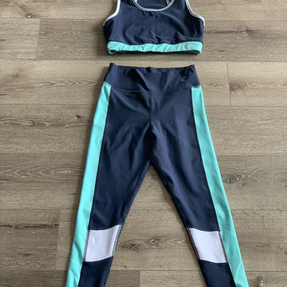 Navy & Aqua Two-Piece Athletic Set